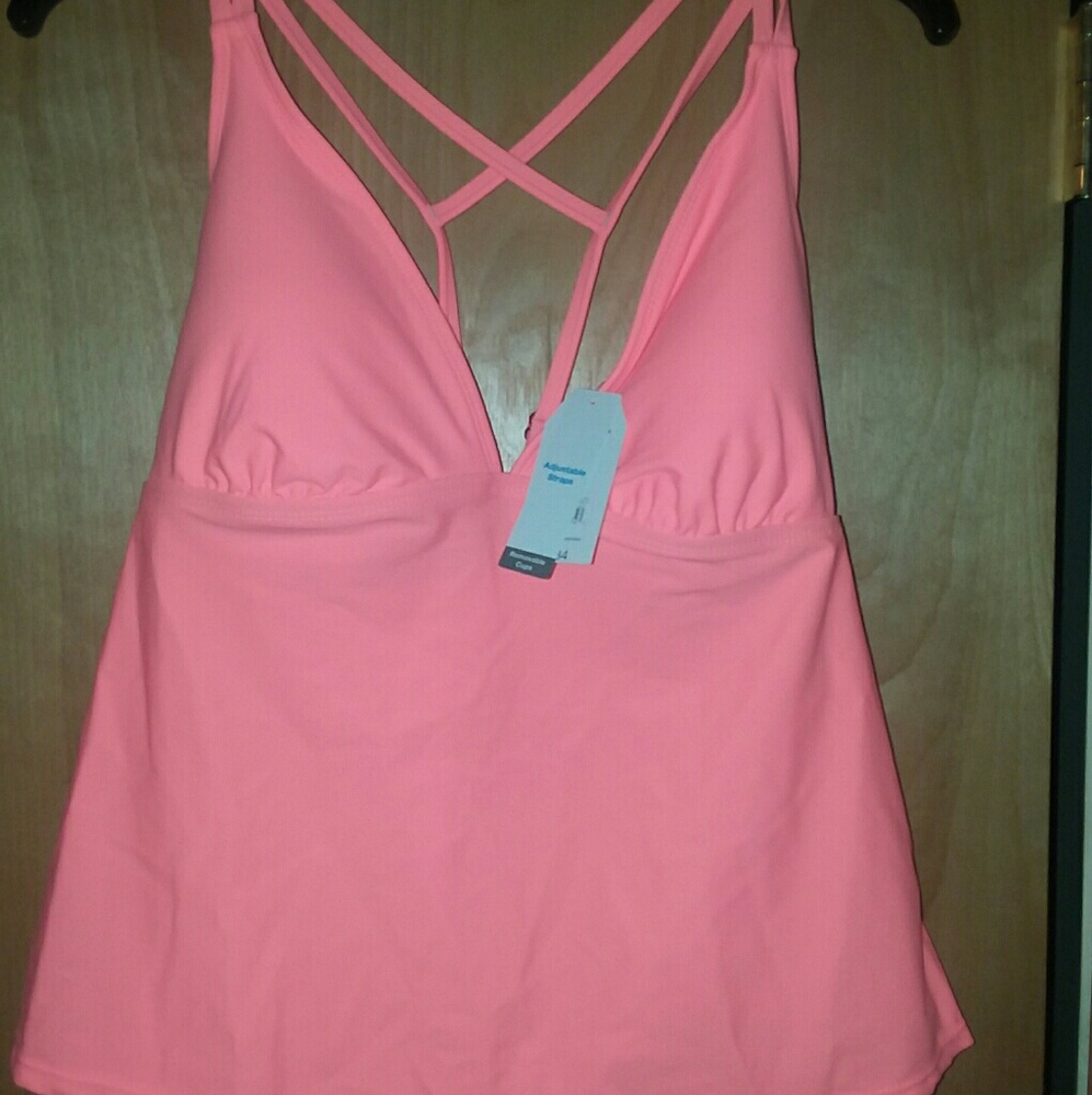 Peach top piece bathing suit.